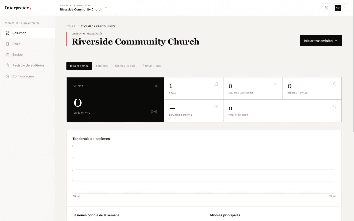 Console — live room dashboard